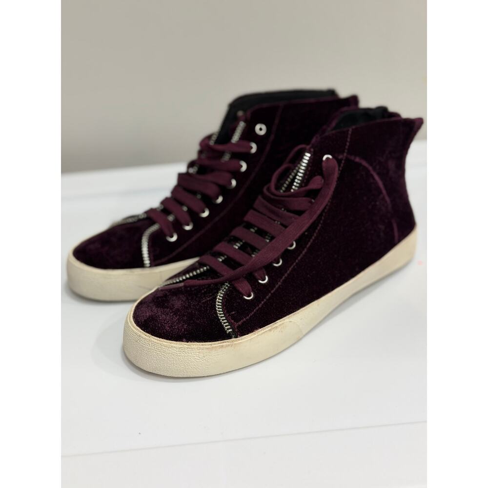 REBECCA MINKOFF Women's Maroon Velvet Sneakers Size 8